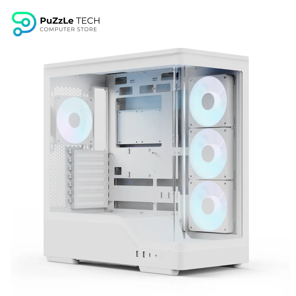 AeroCool P500A White Mid Tower Case - 4 FAN ARGB - 3 Reversed - Type-C - Ready BTF Support - ACL-P500A-WT-FRPW
