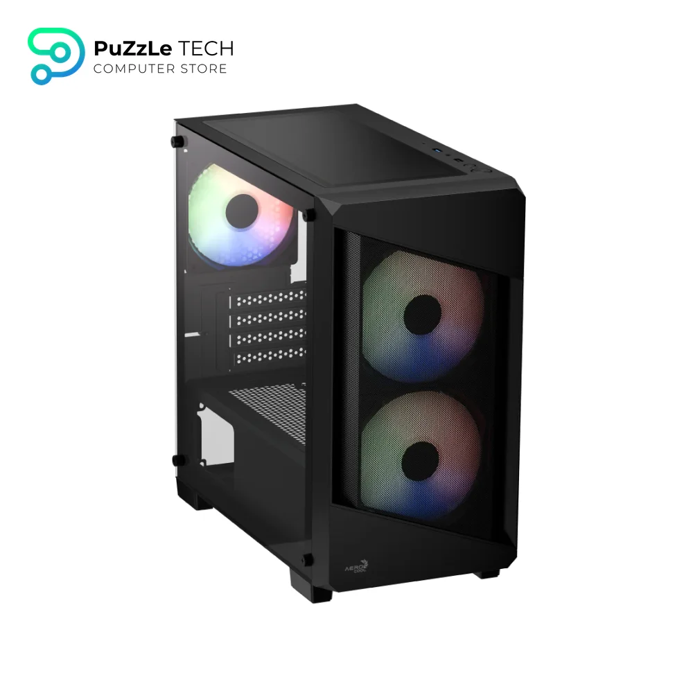 AeroCool B312F Flow ARGB 3FAN - Black + LUX 550W Power Supply Unit 80 Plus Bronze 3