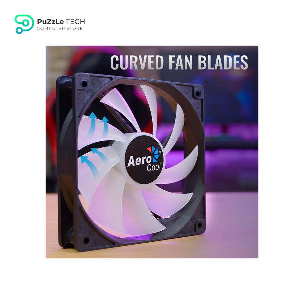 AeroCool Frost 12 12CM FRGB PC FAN 120mm FRGB Fan 1000 RPM 24.8 CFM airflow Molex 3-Pin Fixed RGB 23.7 dBA noise 40 000 hrs MTBF 5