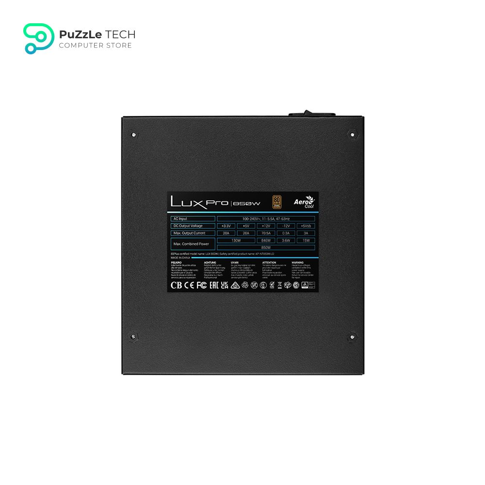 AeroCool LUX PRO 750W +80 Plus Bronze ATX 2.52 RTX 40 Ready PCIe 5.0 Adapter Required 105 C Japanese Capacitor 14cm FDB fan 3