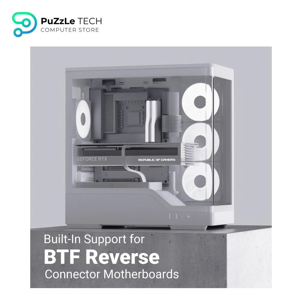 AeroCool P500A White Mid Tower Case - 4 FAN ARGB - 3 Reversed - Type-C - Ready BTF Support - ACL-P500A-WT-FRPW 5