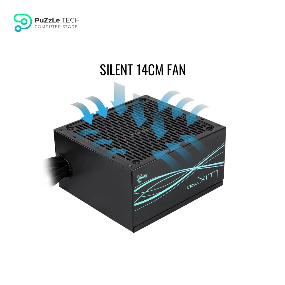 AeroCool P500C-G-BK-v1 ARGB Case With Glass Panels 4 Fans + PSU LUX PRO 750W +80 Bronze With Jap Caps Silent Fan 3