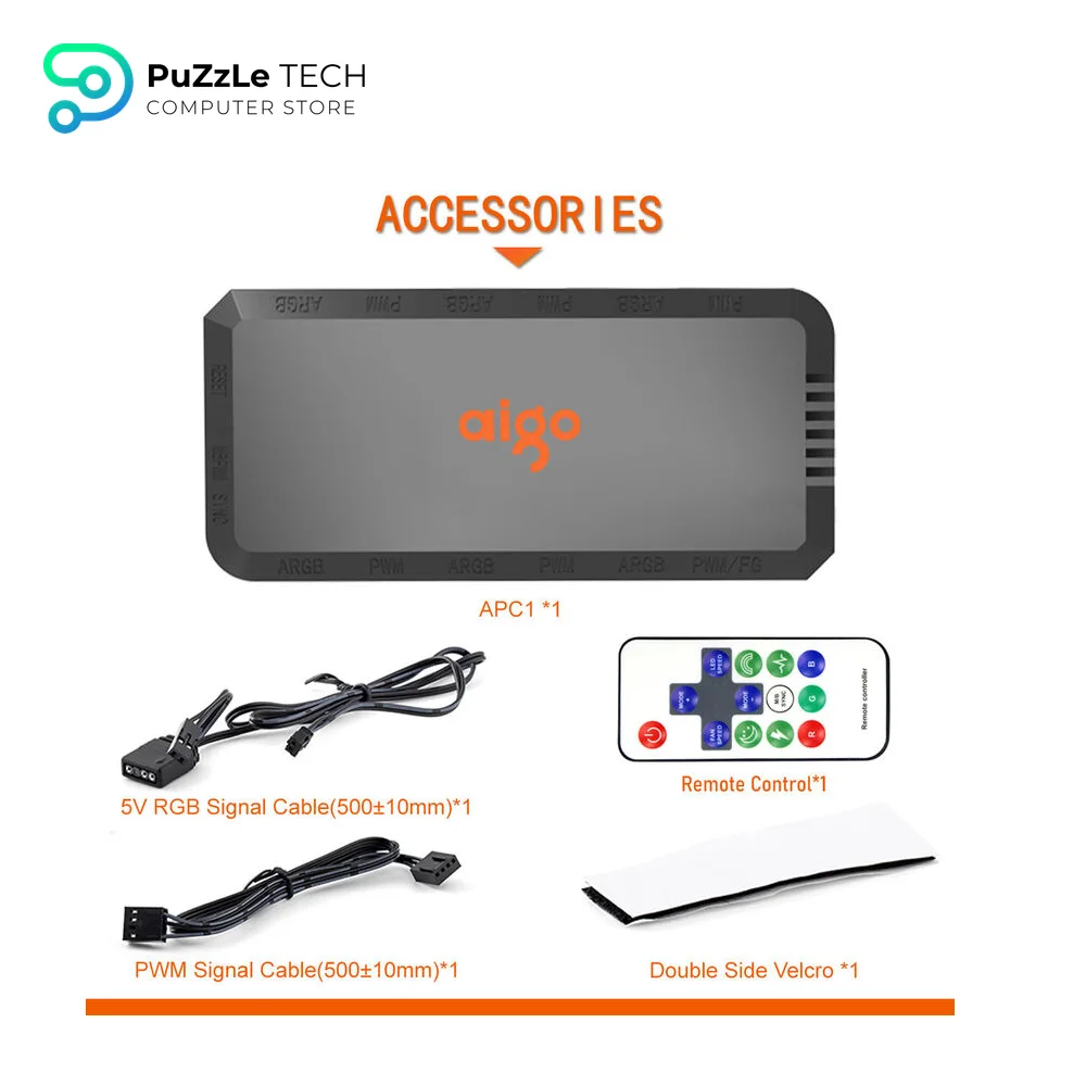 Aigo APC1 4Pin PWM 6 ARGB Ports 3Pin 5v Speed Controller Universal Computer Regulator PC Case Cooling Fan Hub Remote Control