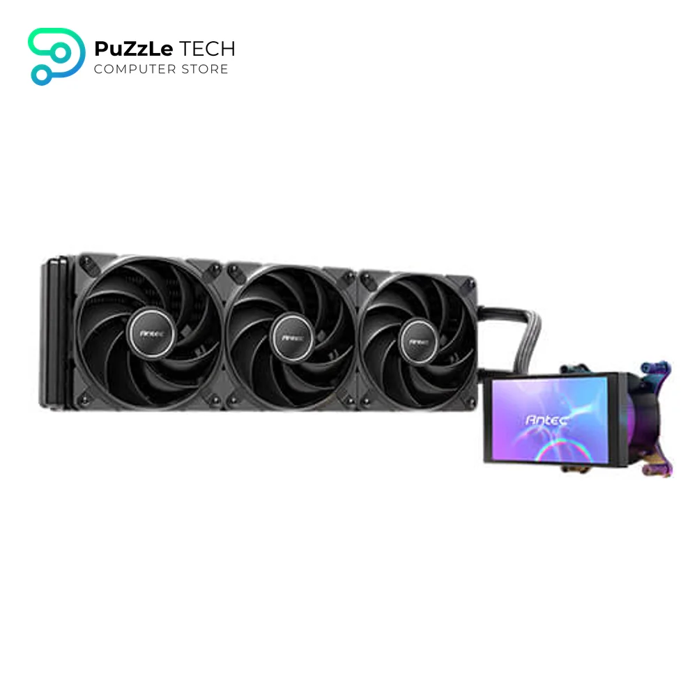 ANTEC Vortex View 360 AIO Liquid CPU Cooler - 5 IPS Screen - 3x120mm PWM Fans - Customizable Display - RGB Backglow System