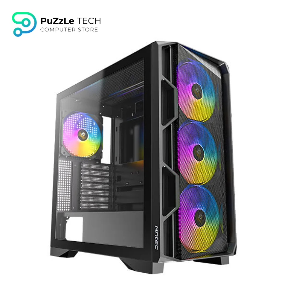 Antec AX1000 Lite Mid-Tower Gaming Case With 4FAN 140mm ARGB PWM Fans + PSU Antec Atom G750 750W Gold