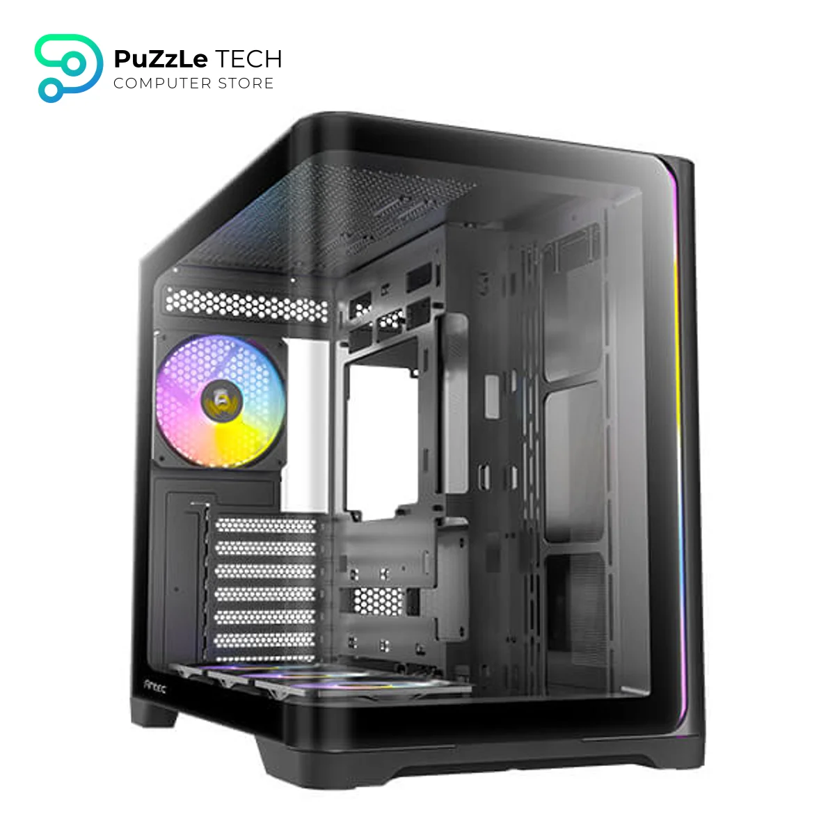 Antec C5 Curve ARGB Mid-Tower ATX Gaming Case - Curved Tempered Glass Side Panel - 4 Pre-installed ARGB Fans - Solid Front Panel - USB 3.0 - Supports ATX/Micro-ATX/Mini-ITX 3