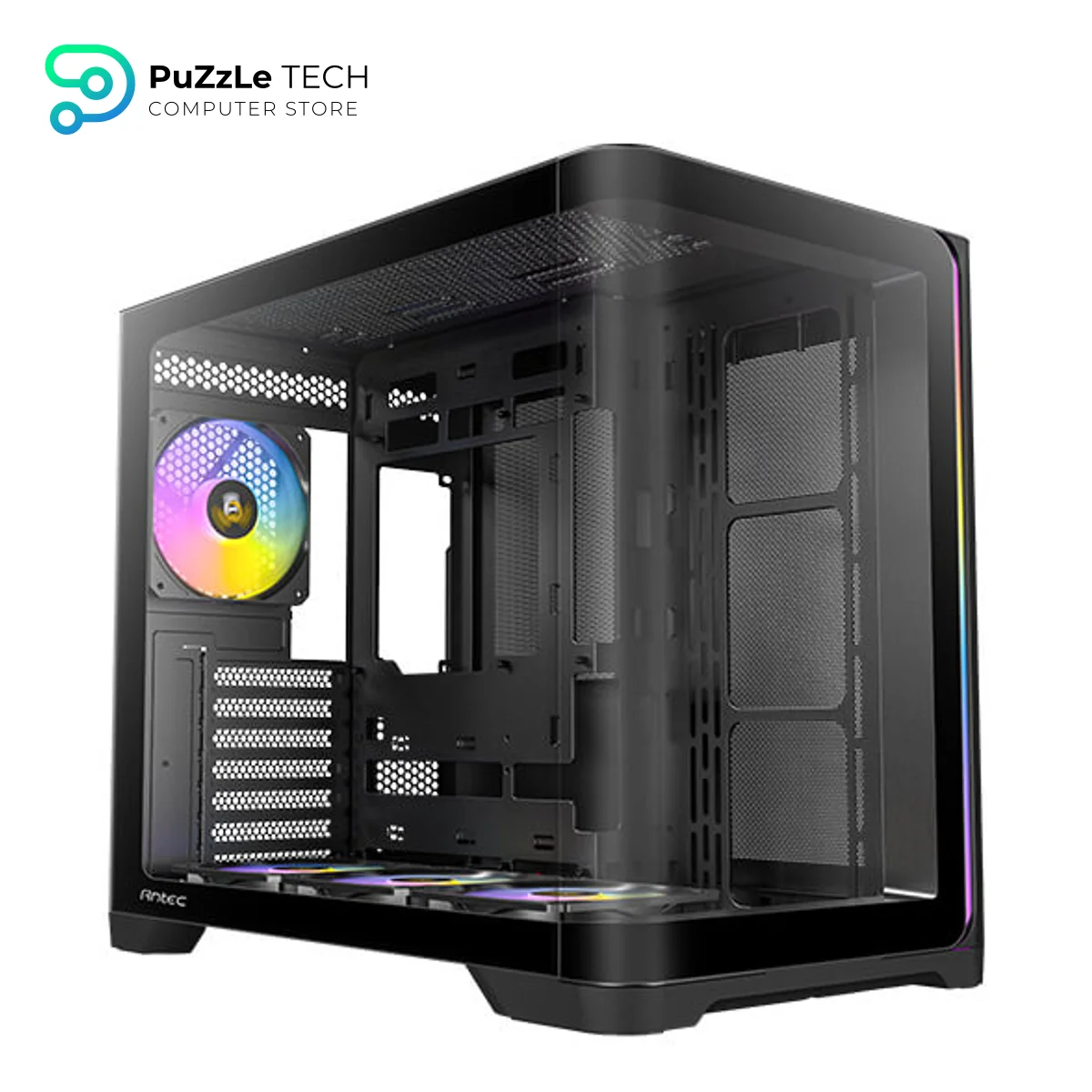 Antec C5 Curve ARGB Mid-Tower ATX Gaming Case - Curved Tempered Glass Side Panel - 4 Pre-installed ARGB Fans - Solid Front Panel - USB 3.0 - Supports ATX/Micro-ATX/Mini-ITX