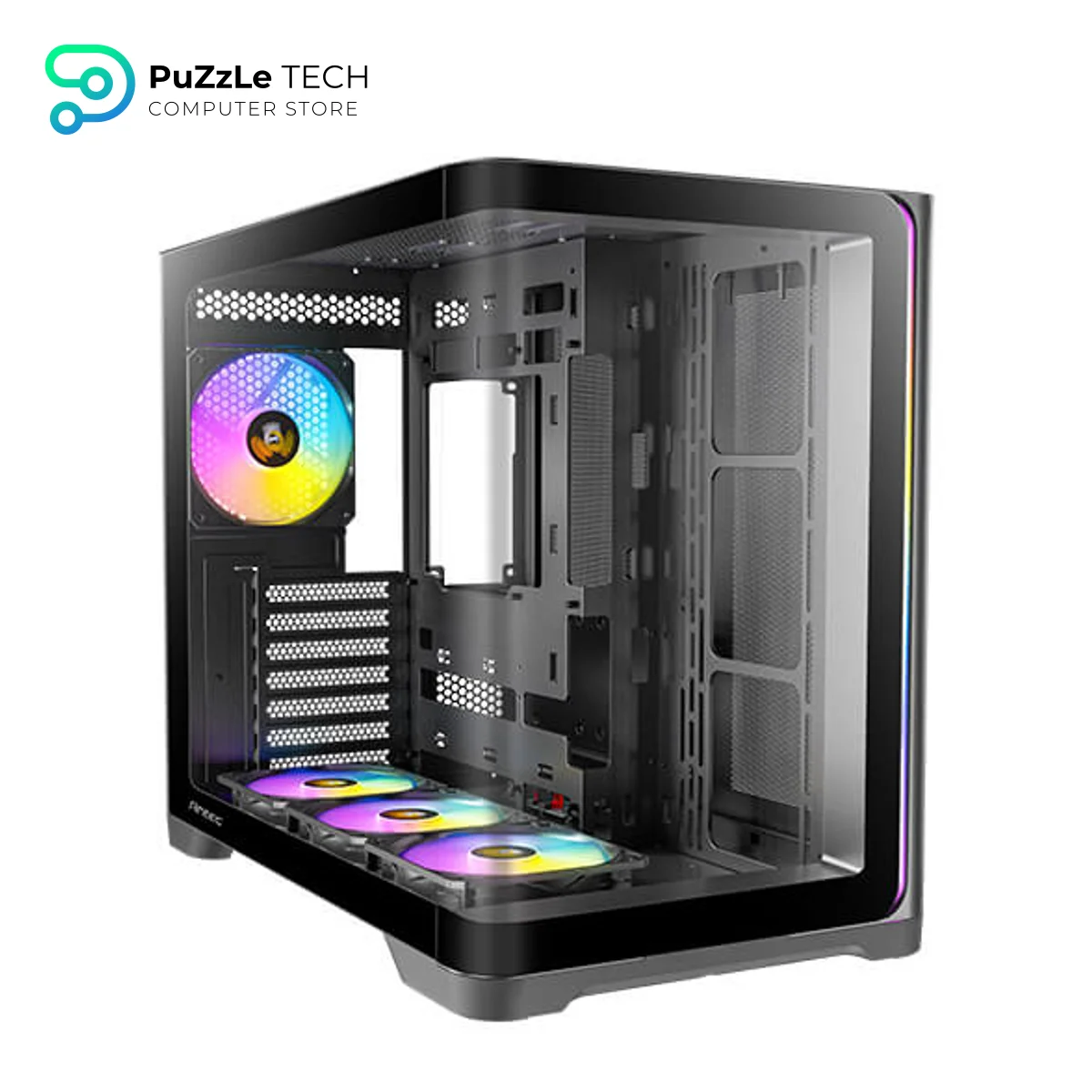 Antec C5 Curve ARGB Mid-Tower ATX Gaming Case - Curved Tempered Glass Side Panel - 4 Pre-installed ARGB Fans - Solid Front Panel - USB 3.0 - Supports ATX/Micro-ATX/Mini-ITX