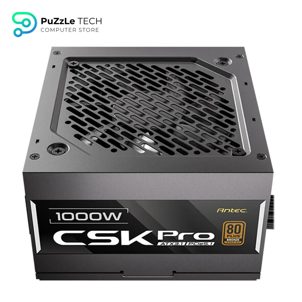 Antec CSK1000 PRO ATX3.1 1000W 80+ Bronze Semi-Modular Power Supply - Native 12V-2x6 (12VHPWR) PCIe 5.1 Connector, 120mm Silent Fan, ATX 3.1 Compliant, 5-Year Warranty
