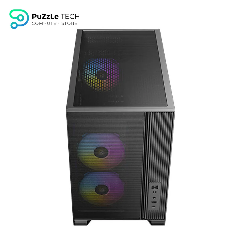 Antec Flux M - 6 PWM Fans Included - F-LUX Platform - Vertical Airflow Design - 360mm Top Radiator Support - Type-C 3.2 Gen 2 - Full-Size Dust Filters - Compact Micro-ATX PC Case 3