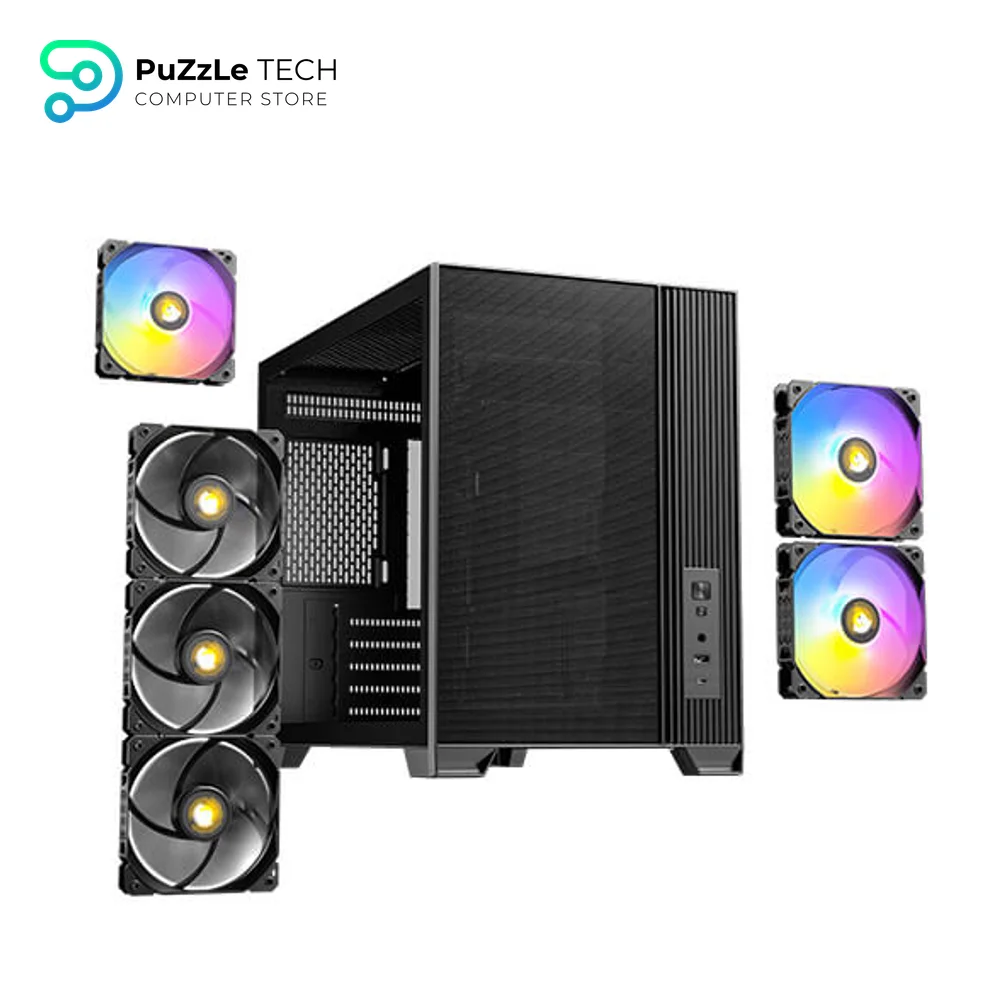 Antec Flux M - 6 PWM Fans Included - F-LUX Platform - Vertical Airflow Design - 360mm Top Radiator Support - Type-C 3.2 Gen 2 - Full-Size Dust Filters - Compact Micro-ATX PC Case 6