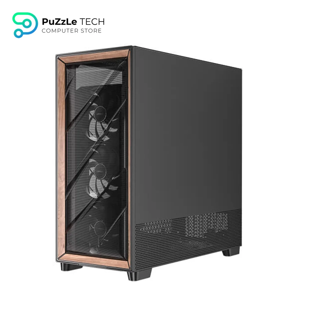 Antec Flux Pro - 6 x PWM Fans Included - High-Airflow Front Panel with Walnut Wood