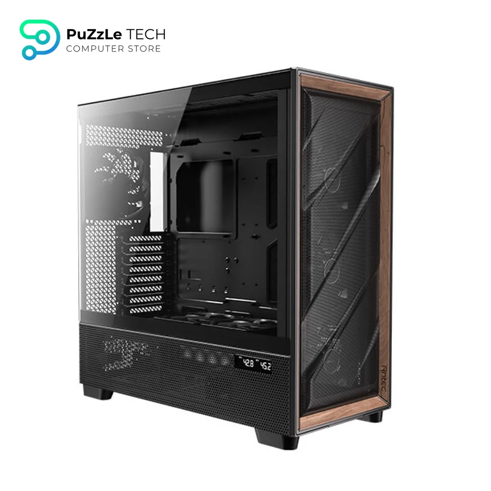 Antec Flux Pro - 6 x PWM Fans Included - High-Airflow Front Panel with Walnut Wood 18