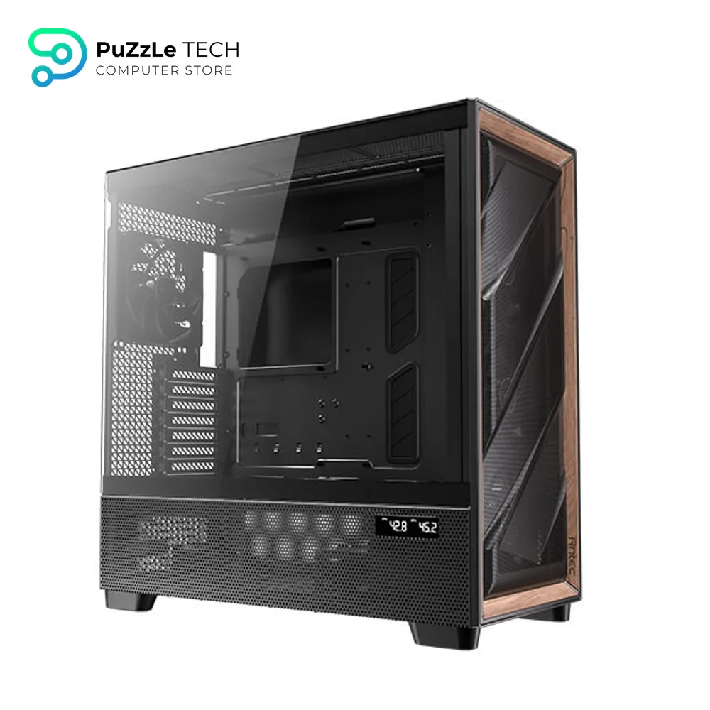 Antec Flux Pro - 6 x PWM Fans Included - High-Airflow Front Panel with Walnut Wood 12