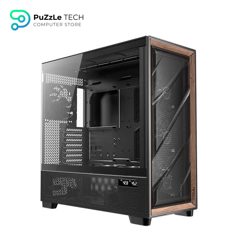 Antec Flux Pro - 6 x PWM Fans Included - High-Airflow Front Panel with Walnut Wood