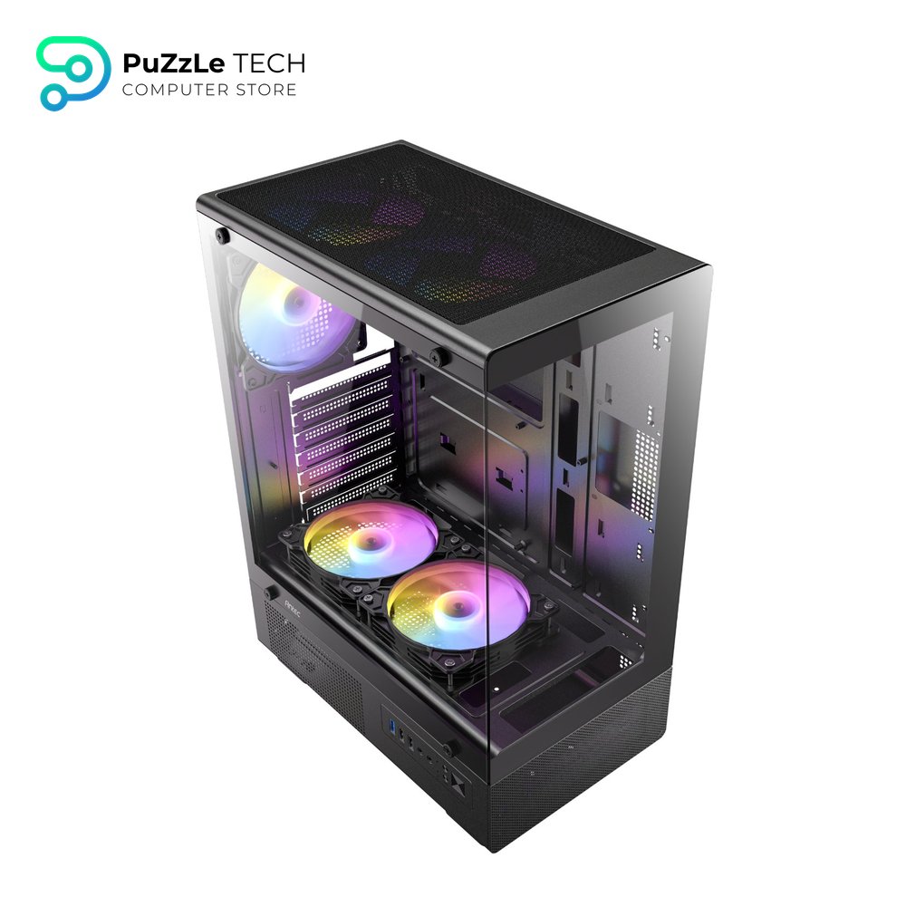 Antec VCX300 ARGB ATX Mid-Tower Gaming Case - Tempered Glass Side Panel - 5 Pre-installed ARGB Fans 5