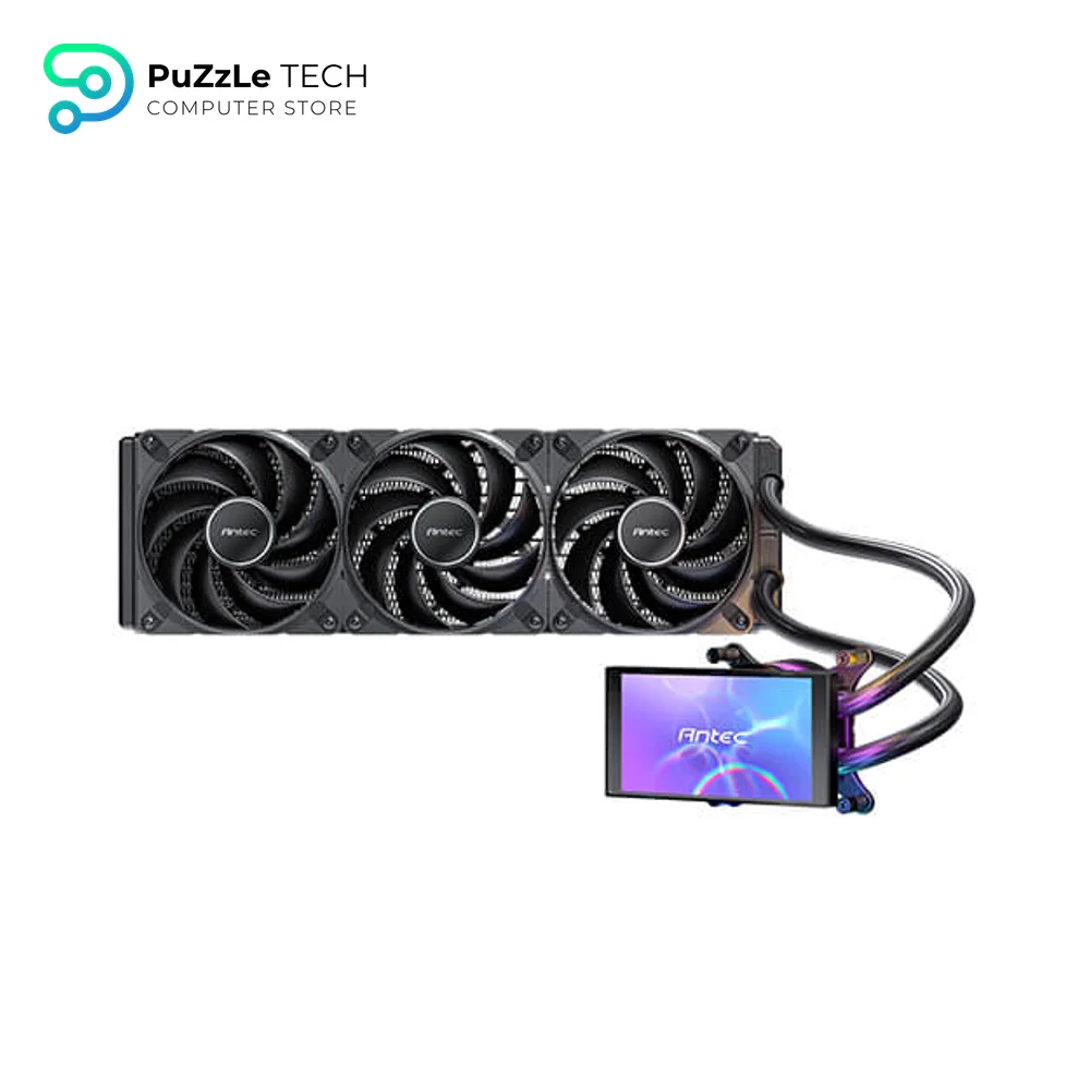 ANTEC Vortex View 360 AIO Liquid CPU Cooler - 5 IPS Screen - 3x120mm PWM Fans - Customizable Display - RGB Backglow System