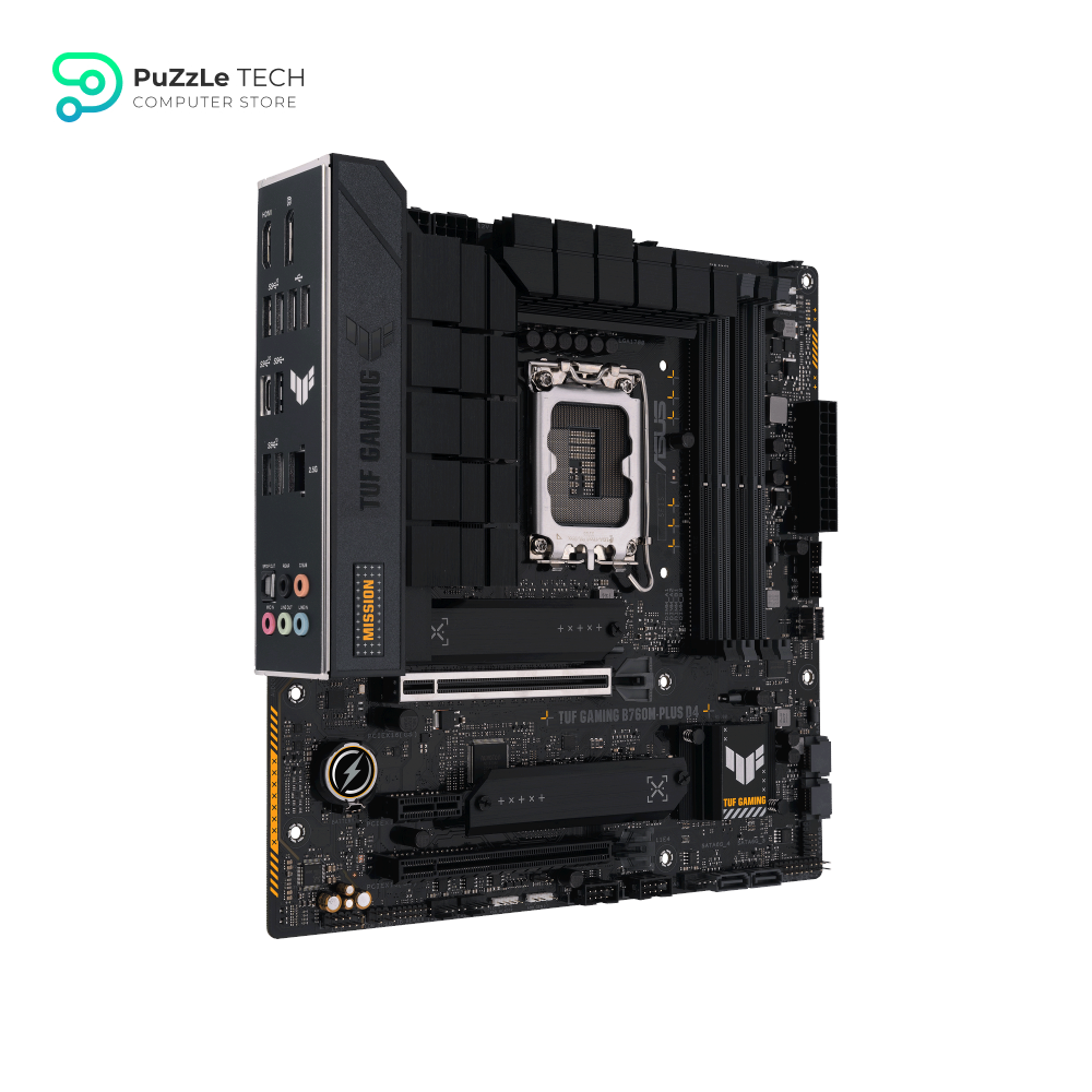 ASUS TUF GAMING B760M-PLUS D4 Intel(13th and 12th Gen) LGA 1700 mATX motherboard,PCIe 5.0,2xPCIe 4.0 M.2 slots,DDR4,WiFi 6,2.5Gb LAN,USB 3.2 Gen 2x2 Type-C,front USB 3.2 Type-C,Thunderbolt (USB4®) 3