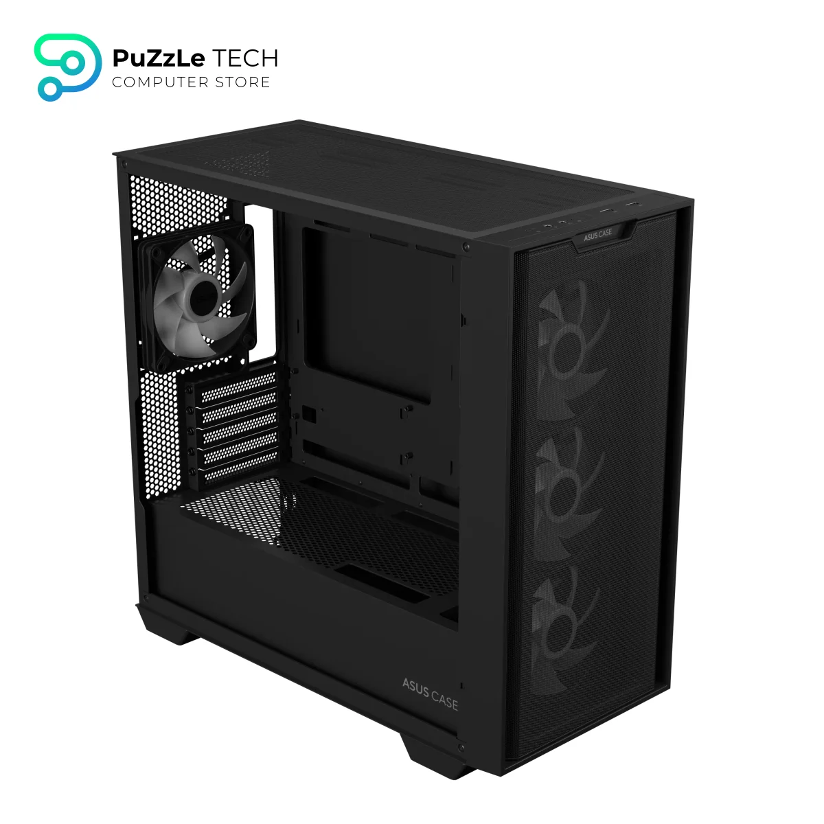 ASUS A21 PLUS microATX PC Case - Hidden Connectors - Ample Cable Management - Mesh Front-panel - Micro-ATX - Mini-ITX - BTF Motherboard Compatible - 5 Expansion Slots - Pre-installed Fans - Black 8