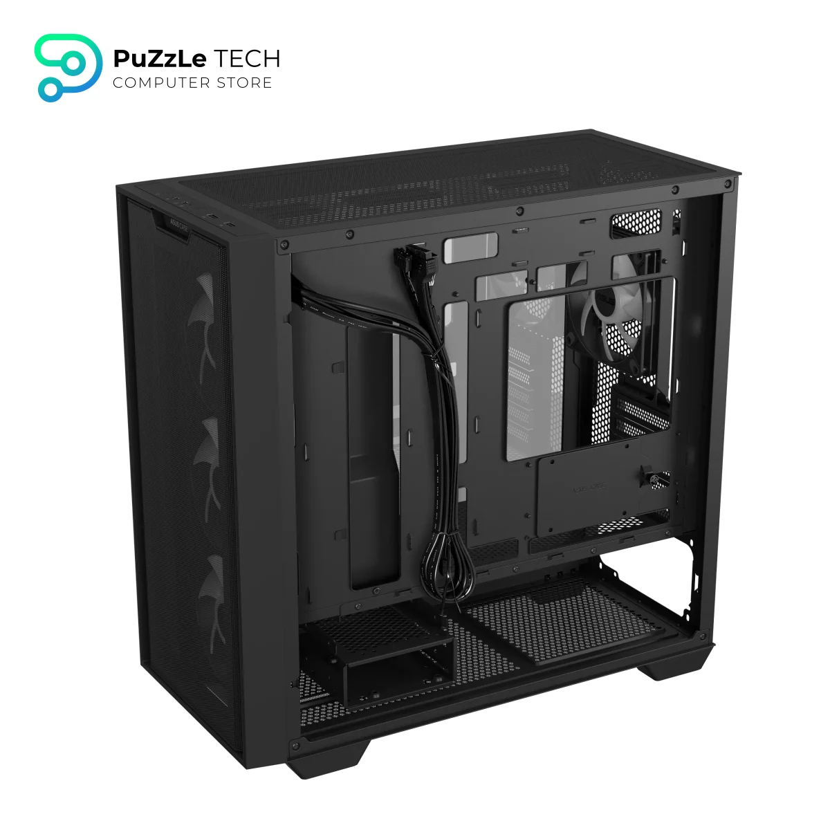 ASUS A21 PLUS microATX PC Case - Hidden Connectors - Ample Cable Management - Mesh Front-panel - Micro-ATX - Mini-ITX - BTF Motherboard Compatible - 5 Expansion Slots - Pre-installed Fans - Black 12