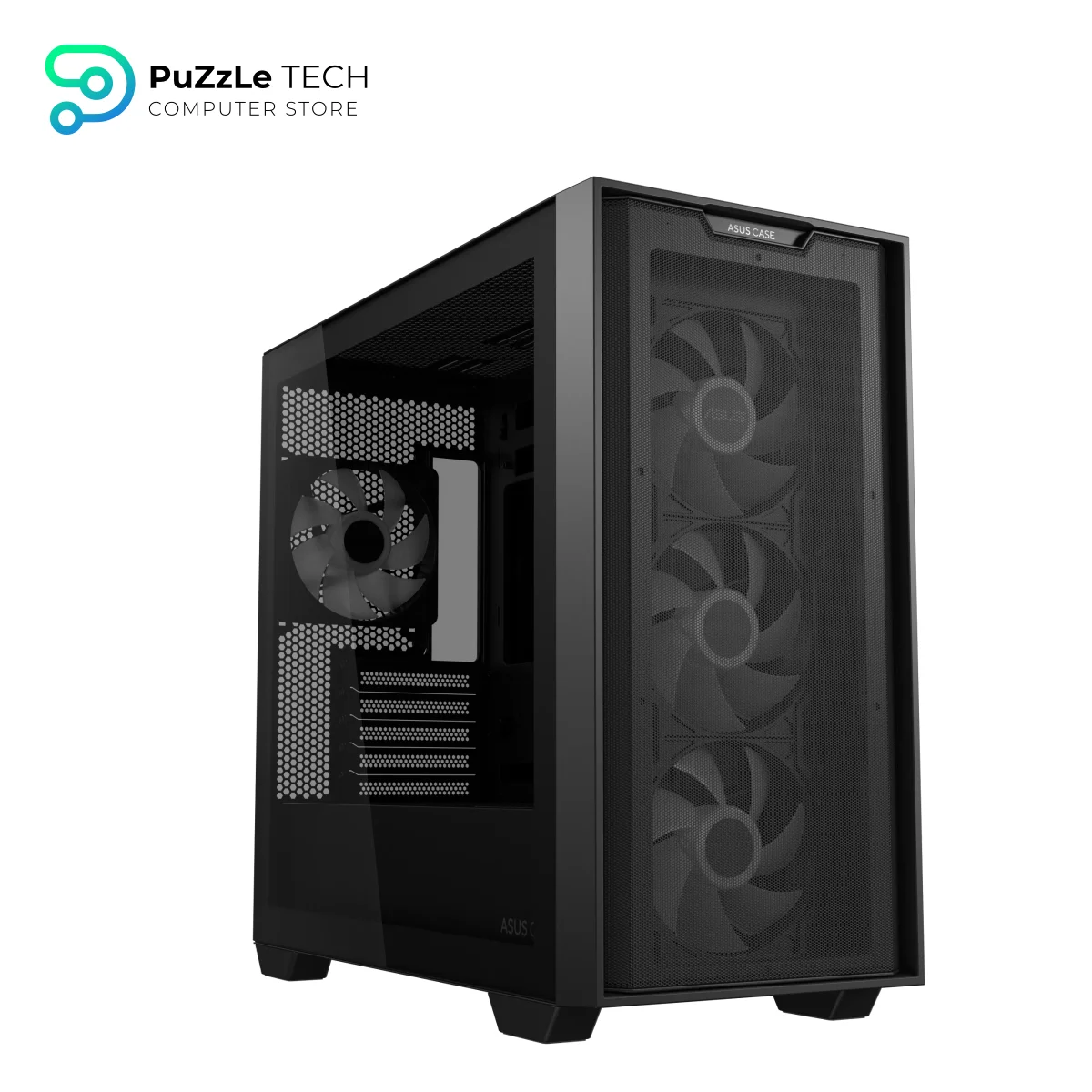 ASUS A21 PLUS microATX PC Case - Hidden Connectors - Ample Cable Management - Mesh Front-panel - Micro-ATX - Mini-ITX - BTF Motherboard Compatible - 5 Expansion Slots - Pre-installed Fans - Black 2