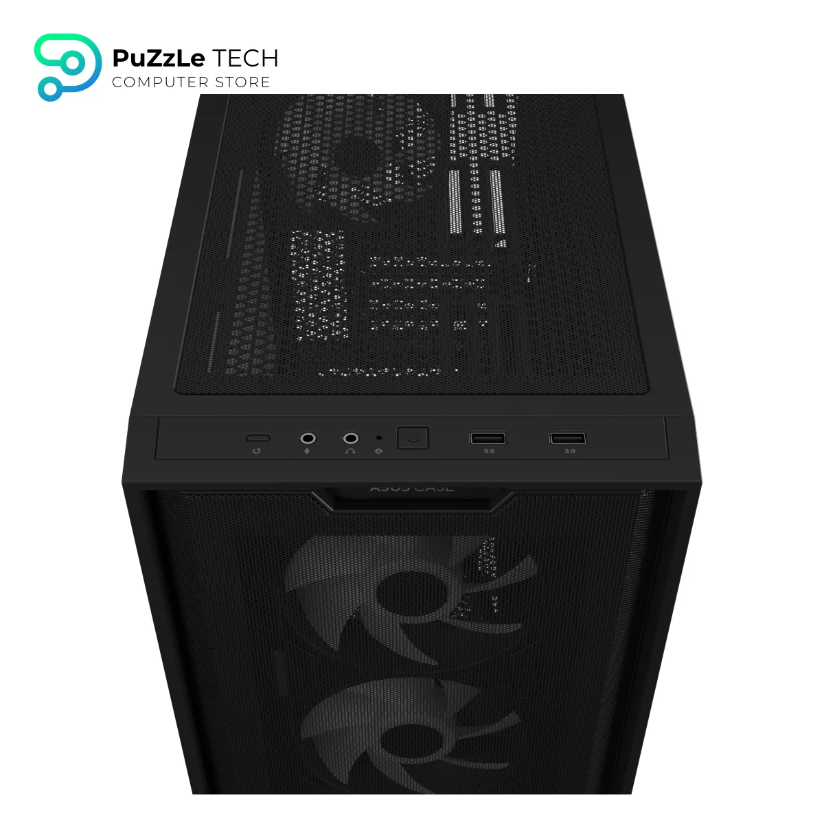 ASUS A21 PLUS microATX PC Case - Hidden Connectors - Ample Cable Management - Mesh Front-panel - Micro-ATX - Mini-ITX - BTF Motherboard Compatible - 5 Expansion Slots - Pre-installed Fans - Black 13