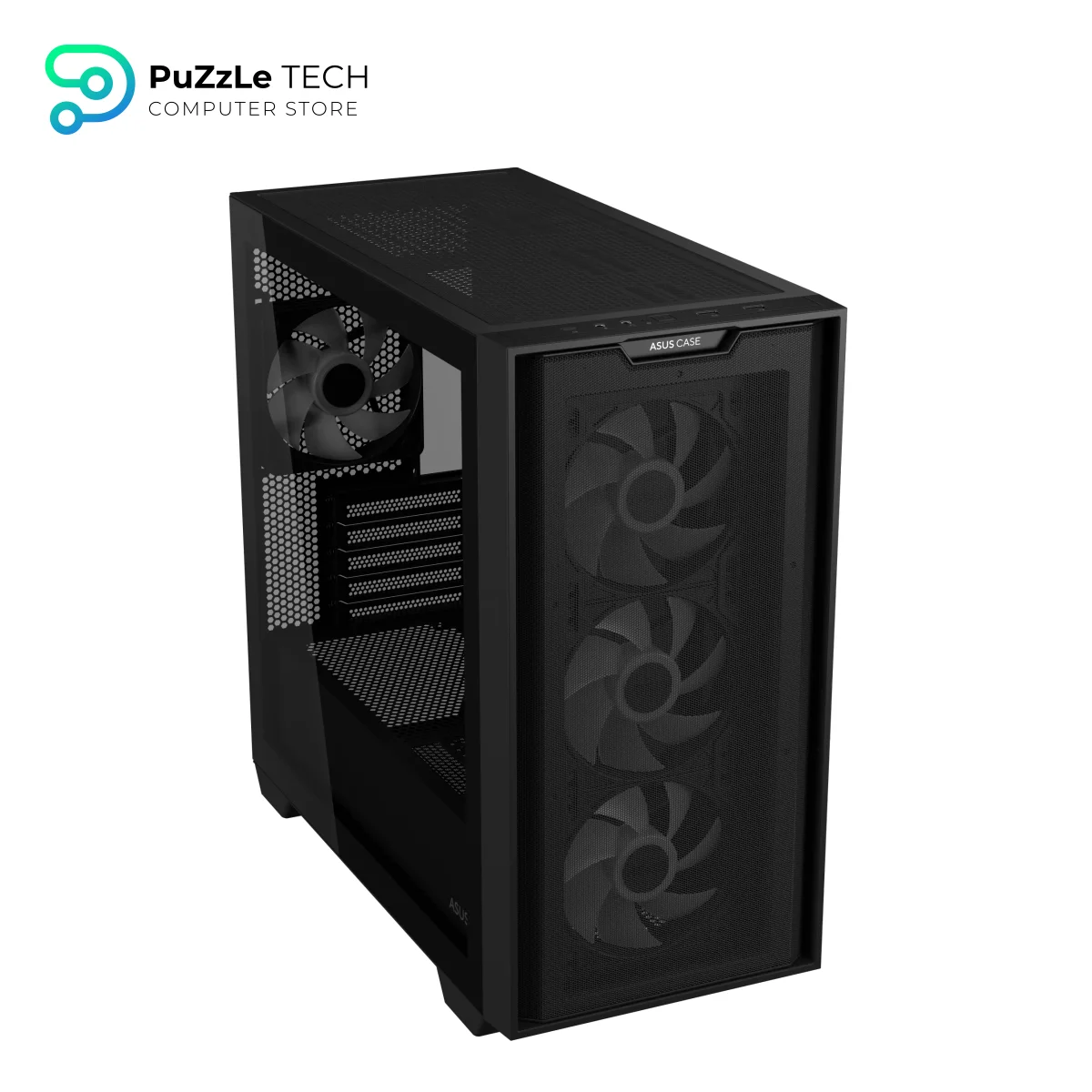 ASUS A21 PLUS microATX PC Case - Hidden Connectors - Ample Cable Management - Mesh Front-panel - Micro-ATX - Mini-ITX - BTF Motherboard Compatible - 5 Expansion Slots - Pre-installed Fans - Black 9