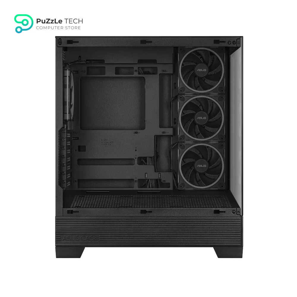 ASUS A31 Plus TG ARGB Black ATX PC Case (Pre-Installed ARGB Fans - Glass Front Panel - Compatible with Hidden Port Motherboards - 360mm Radiators - 380mm Graphics - Black) 12