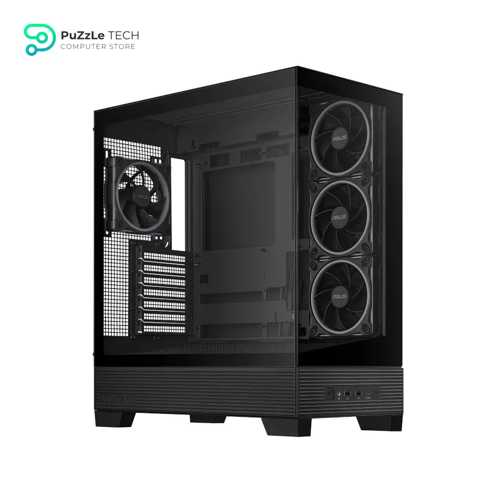 ASUS A31 Plus TG ARGB Black ATX PC Case (Pre-Installed ARGB Fans - Glass Front Panel - Compatible with Hidden Port Motherboards - 360mm Radiators - 380mm Graphics - Black) 4