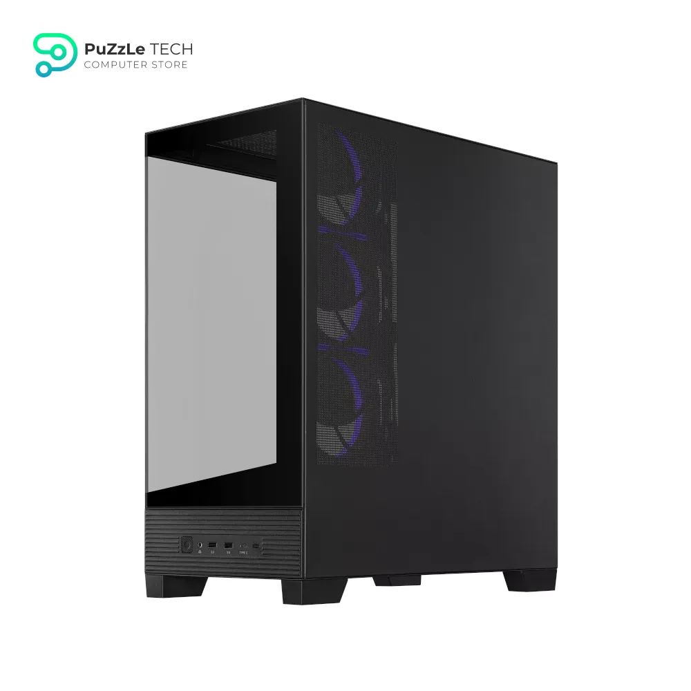 ASUS A31 Plus TG ARGB Black ATX PC Case (Pre-Installed ARGB Fans - Glass Front Panel - Compatible with Hidden Port Motherboards - 360mm Radiators - 380mm Graphics - Black) 8