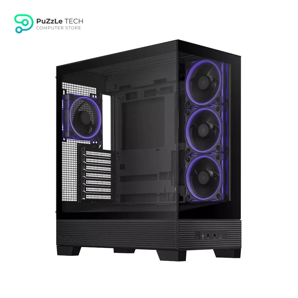 ASUS A31 Plus TG ARGB Black ATX PC Case (Pre-Installed ARGB Fans - Glass Front Panel - Compatible with Hidden Port Motherboards - 360mm Radiators - 380mm Graphics - Black) 3