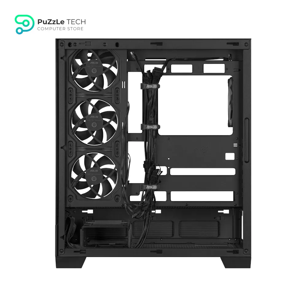 ASUS A31 Plus TG ARGB Black ATX PC Case (Pre-Installed ARGB Fans - Glass Front Panel - Compatible with Hidden Port Motherboards - 360mm Radiators - 380mm Graphics - Black) 15