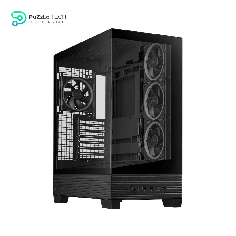 ASUS A31 Plus TG ARGB Black ATX PC Case (Pre-Installed ARGB Fans - Glass Front Panel - Compatible with Hidden Port Motherboards - 360mm Radiators - 380mm Graphics - Black) 2