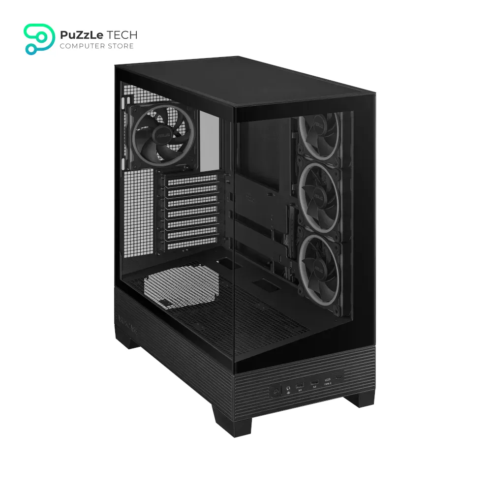 ASUS A31 Plus TG ARGB Black ATX PC Case (Pre-Installed ARGB Fans - Glass Front Panel - Compatible with Hidden Port Motherboards - 360mm Radiators - 380mm Graphics - Black) 5