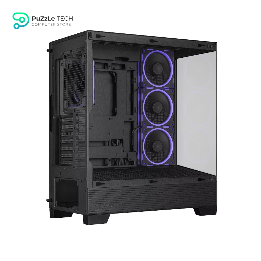 ASUS A31 Plus TG ARGB Black ATX PC Case (Pre-Installed ARGB Fans - Glass Front Panel - Compatible with Hidden Port Motherboards - 360mm Radiators - 380mm Graphics - Black) 13