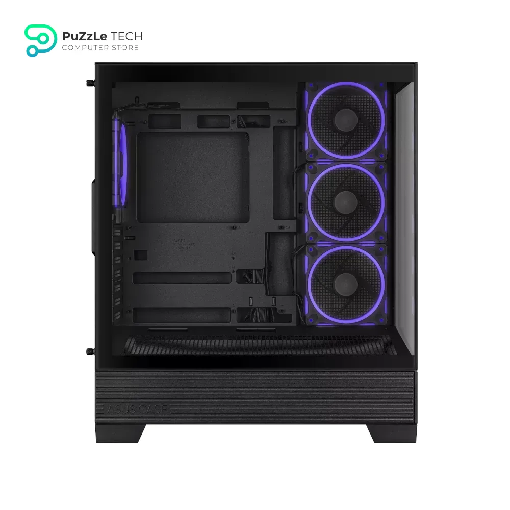 ASUS A31 Plus TG ARGB Black ATX PC Case (Pre-Installed ARGB Fans - Glass Front Panel - Compatible with Hidden Port Motherboards - 360mm Radiators - 380mm Graphics - Black) 11