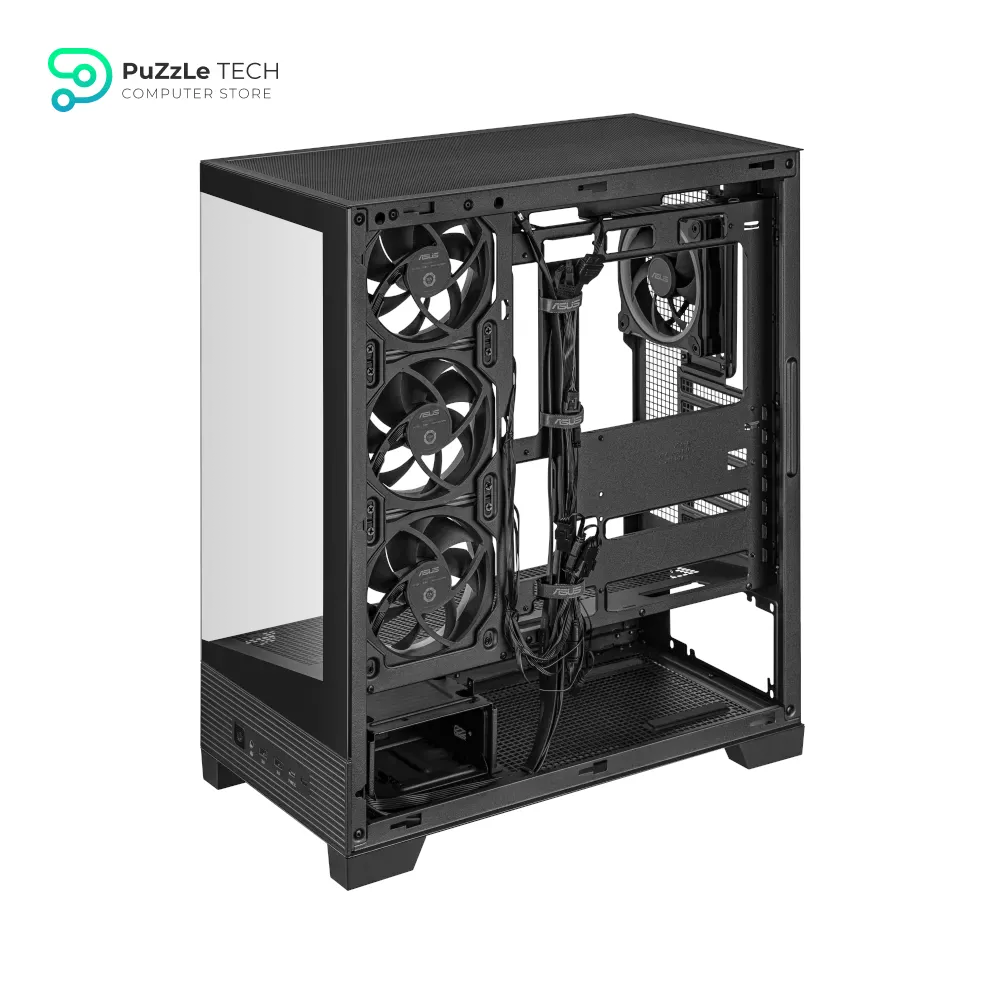 ASUS A31 Plus TG ARGB Black ATX PC Case (Pre-Installed ARGB Fans - Glass Front Panel - Compatible with Hidden Port Motherboards - 360mm Radiators - 380mm Graphics - Black) 14