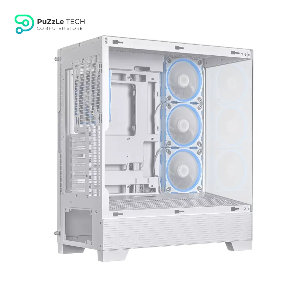 ASUS A31 Plus TG ARGB White ATX PC Case - Pre-Installed ARGB Fans - Glass Front Panel - Hidden Port Motherboard Compatible - 360mm Radiators - 380mm Graphics Cards - White 8