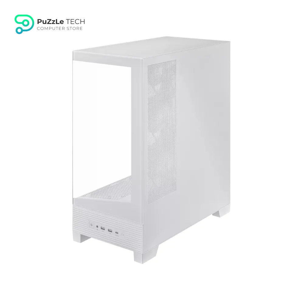 ASUS A31 Plus TG ARGB White ATX PC Case - Pre-Installed ARGB Fans - Glass Front Panel - Hidden Port Motherboard Compatible - 360mm Radiators - 380mm Graphics Cards - White 3