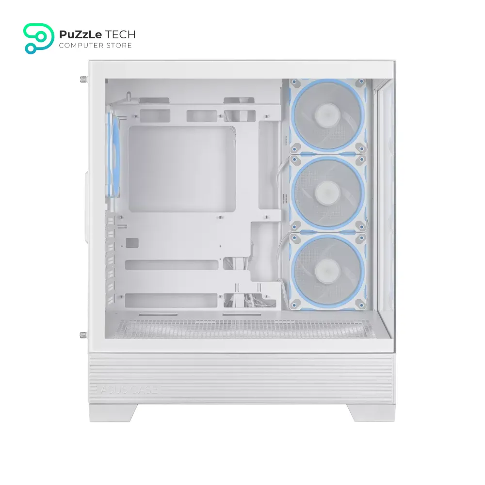 ASUS A31 Plus TG ARGB White ATX PC Case - Pre-Installed ARGB Fans - Glass Front Panel - Hidden Port Motherboard Compatible - 360mm Radiators - 380mm Graphics Cards - White 7