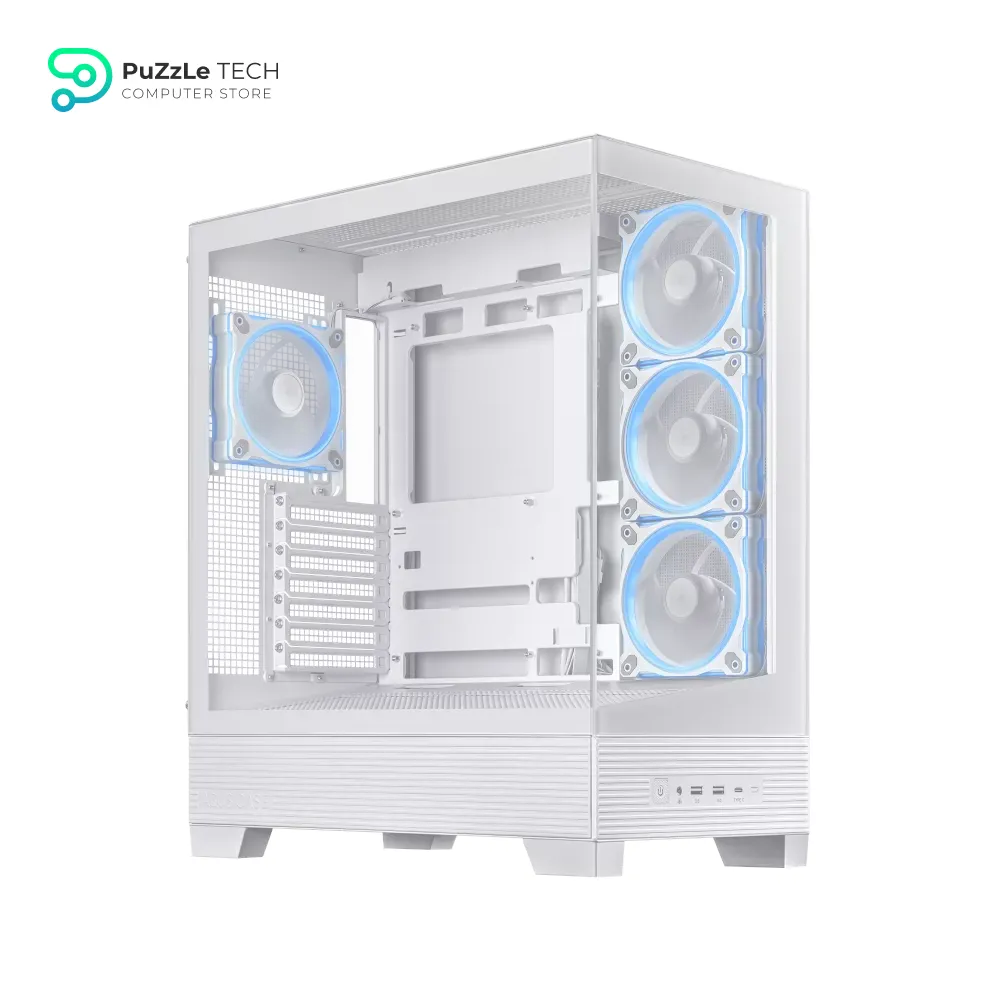 ASUS A31 Plus TG ARGB White ATX PC Case - Pre-Installed ARGB Fans - Glass Front Panel - Hidden Port Motherboard Compatible - 360mm Radiators - 380mm Graphics Cards - White 2