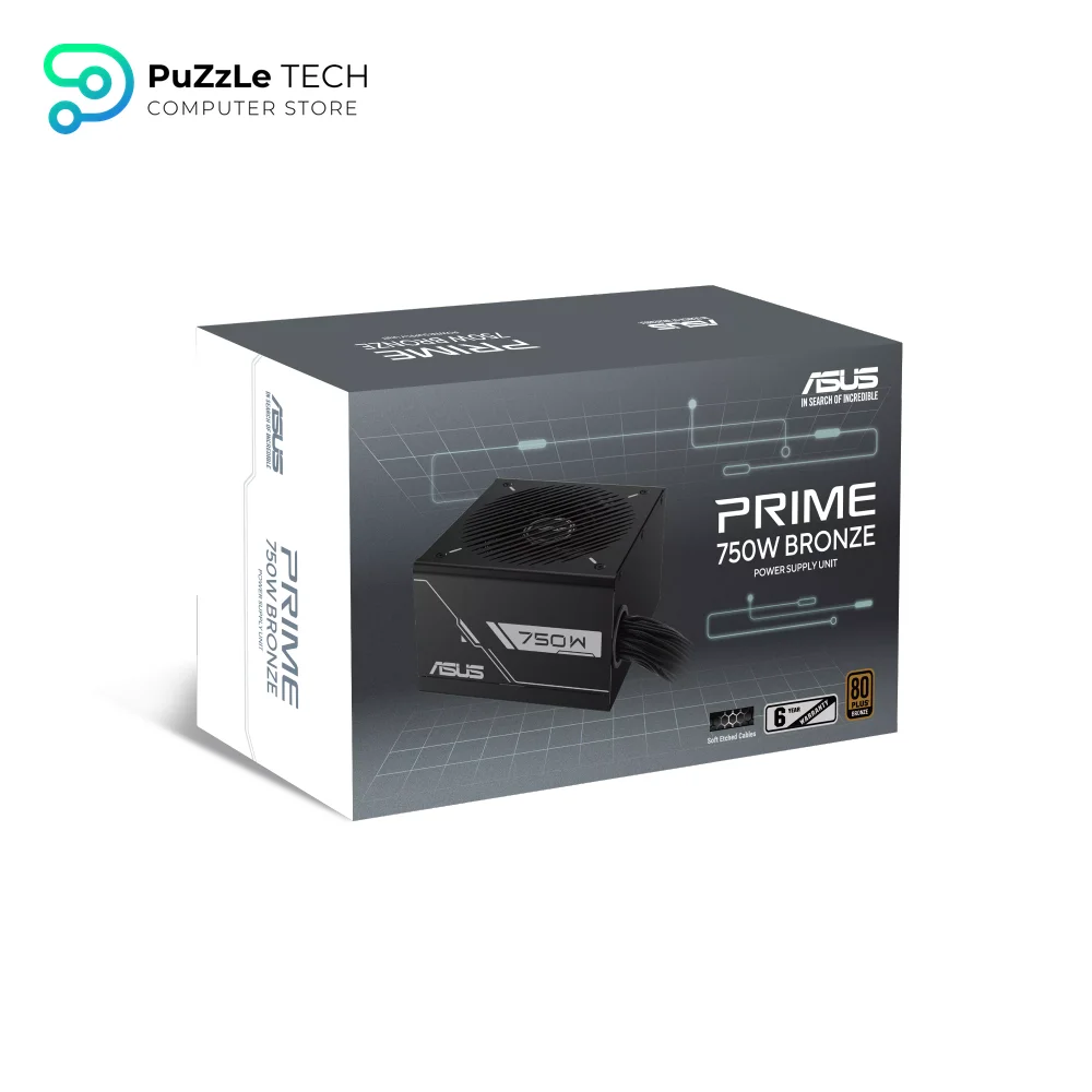 ASUS Prime 750W Bronze PSU Black ATX 80 Plus Bronze Active PFC 62.5A On 12V 3x 6 2-Pin GPU 6x SATA Full Protection 4