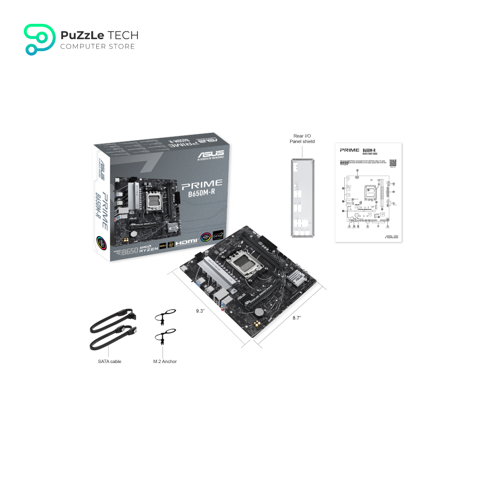 ASUS PRIME B650M-R AMD DDR5, AMD B650, AM5, Micro ATX, 2 DDR5, HDMI, 2.5G LAN, PCIe4, 2x M.2 6