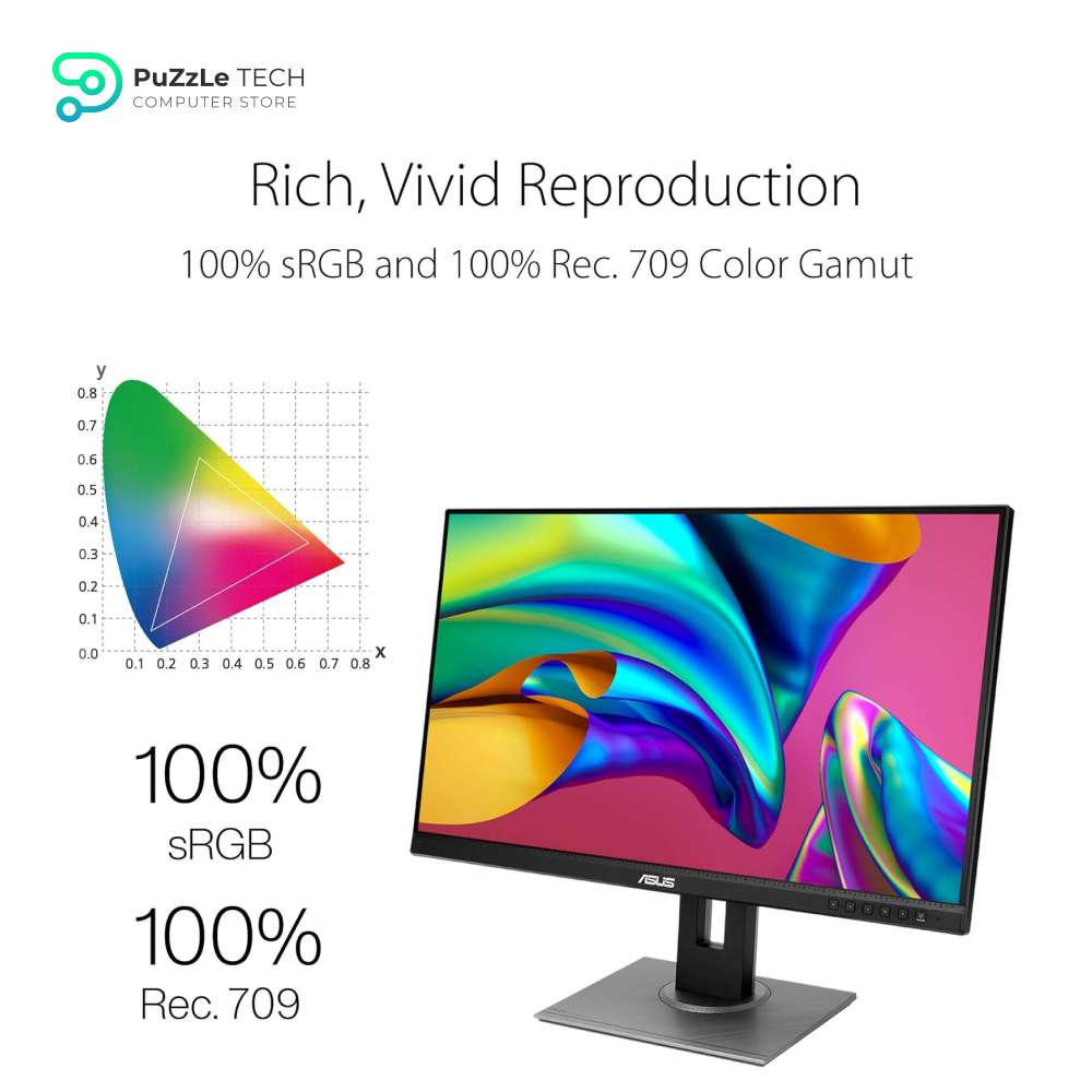 ASUS ProArt Display PA278QV 27 WQHD (2560 x 1440) Monitor - 100% sRGB - IPS - DisplayPort HDMI DVI-D Mini DP - Calman Verified - Eye Care - Anti-glare - Tilt Pivot Swivel Height Adjustable 10