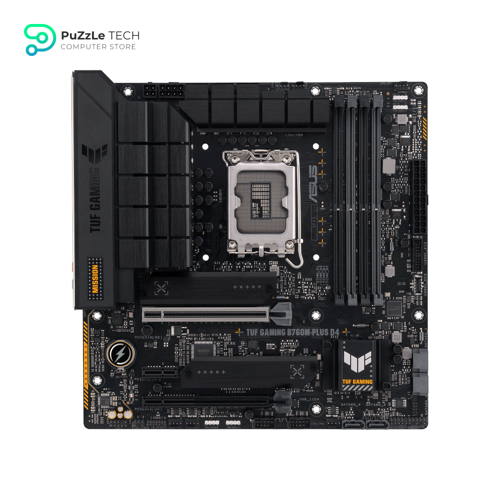ASUS TUF GAMING B760M-PLUS D4 Intel(13th and 12th Gen) LGA 1700 mATX motherboard,PCIe 5.0,2xPCIe 4.0 M.2 slots,DDR4,WiFi 6,2.5Gb LAN,USB 3.2 Gen 2x2 Type-C,front USB 3.2 Type-C,Thunderbolt (USB4®) 2