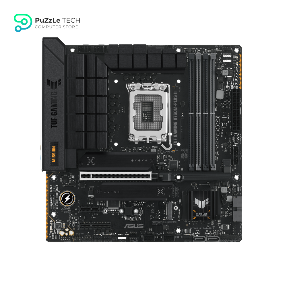 ASUS TUF GAMING B760M-PLUS II Motherboard - 12(50A)+1(60A)+1 Power Stages, PCIe 5.0, DDR5 Support, USB 20Gbps Type-C, 2.5 Gb Ethernet, PCIe Q-Release, and Two-Way AI Noise Cancelation for Enhanced Performance 2
