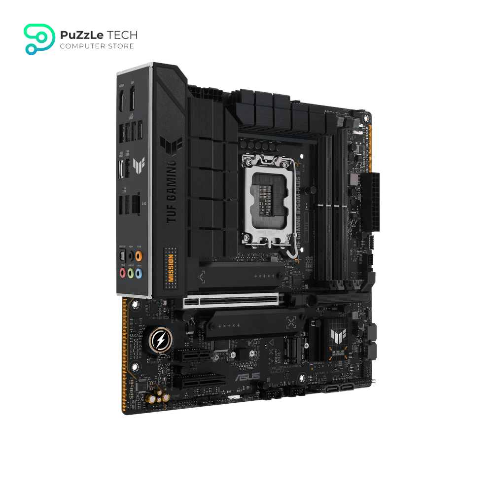 ASUS TUF GAMING B760M-PLUS II Motherboard - 12(50A)+1(60A)+1 Power Stages, PCIe 5.0, DDR5 Support, USB 20Gbps Type-C, 2.5 Gb Ethernet, PCIe Q-Release, and Two-Way AI Noise Cancelation for Enhanced Performance 3