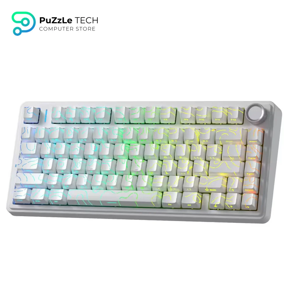 AULA F75 Mechanical Keyboard Tri-Mode Star Vector Switch, White Contour-1431