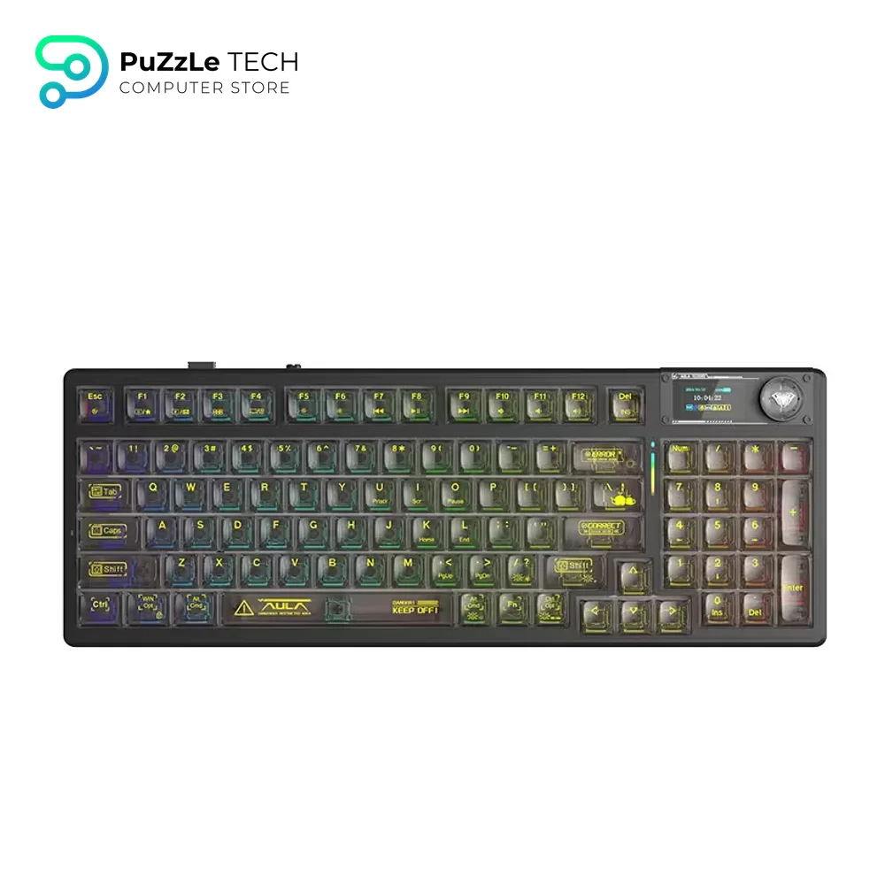 AULA F98 Pro V3 Mechanical Keyboard Tri-Mode Caramel Latte Switch, Gradient Grey-3404