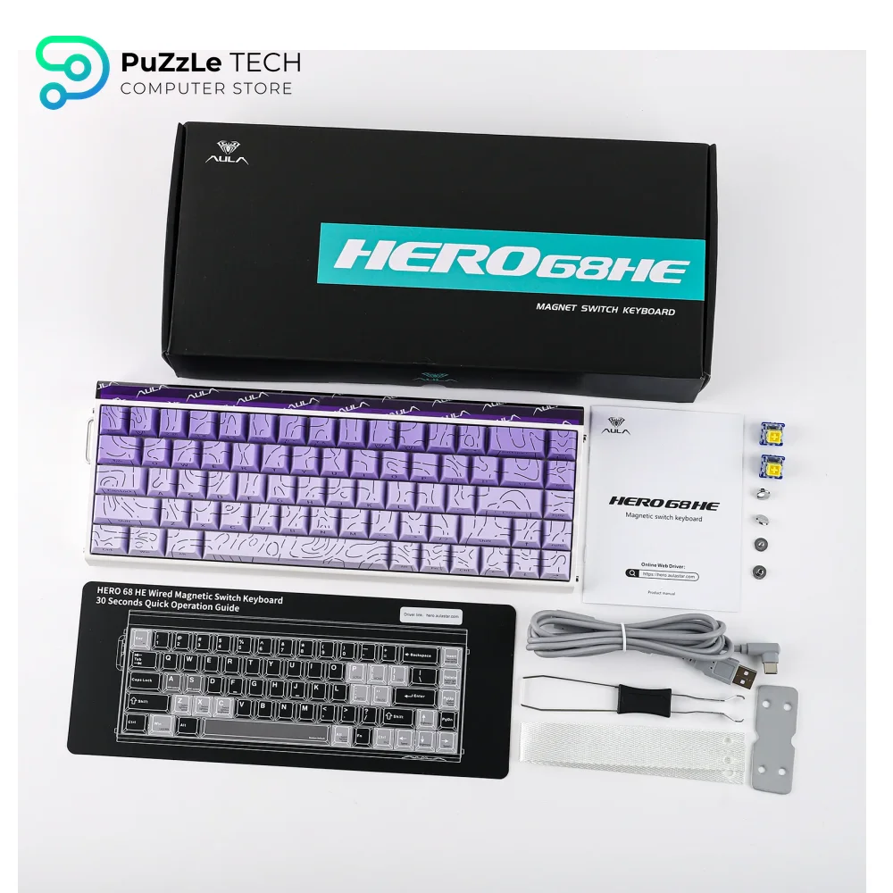 AULA HERO68 HE Magnetic Switch Keyboard 8K Wired Dragon King Switch, Gradient Purple-4197